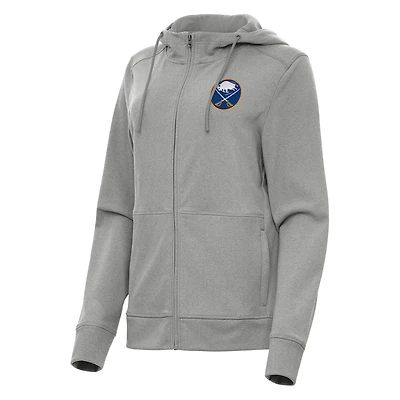Women's Antigua Heather Gray Buffalo Sabres Seeker Full-Zip Hoodie