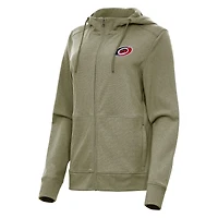 Women's Antigua Olive Carolina Hurricanes Seeker Full-Zip Hoodie