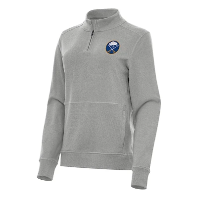 Women's Antigua Heather Gray Buffalo Sabres Crush Quarter-Zip Fleece Sweatshirt
