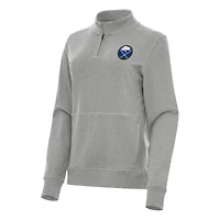 Women's Antigua Heather Gray Buffalo Sabres Crush Quarter-Zip Fleece Sweatshirt