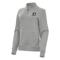 Women's Antigua Heather Gray Anaheim Ducks Crush Quarter-Zip Fleece Sweatshirt