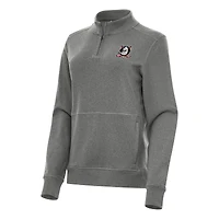 Women's Antigua Heather Black Anaheim Ducks Crush Quarter-Zip Fleece Sweatshirt