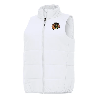 Women's Antigua White Chicago Blackhawks Experience Full-Zip Vest