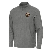 Men's Antigua Heather Black Boston Bruins Subtle Quarter-Zip Sweatshirt