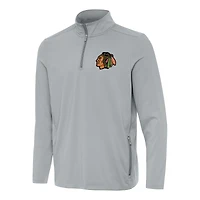 Men's Antigua  Gray Chicago Blackhawks Perilous Quarter-Zip Sweatshirt