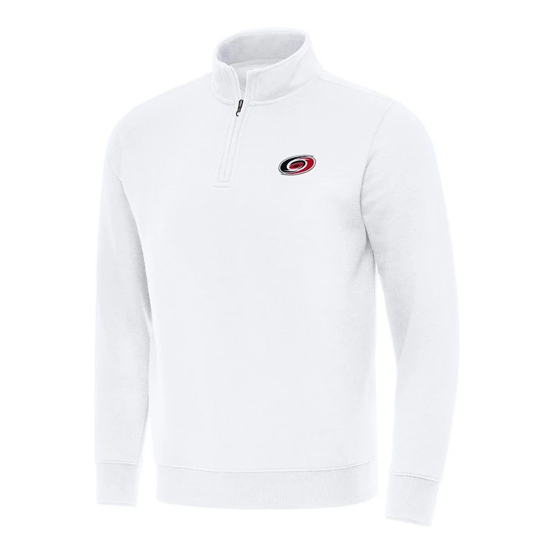 Men's Antigua White Carolina Hurricanes Victory Quarter-Zip Mock Sweatshirt