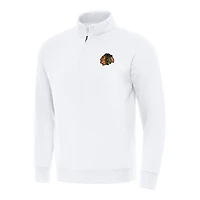 Men's Antigua  White Chicago Blackhawks Victory Quarter-Zip Mock Sweatshirt