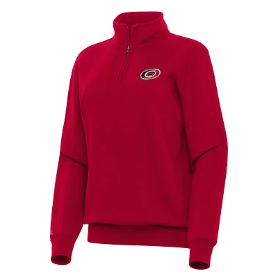 Women's Antigua Red Carolina Hurricanes Victory Quarter-Zip Sweatshirt
