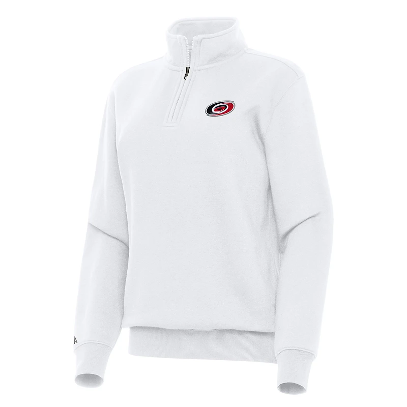 Women's Antigua White Carolina Hurricanes Victory Quarter-Zip Sweatshirt