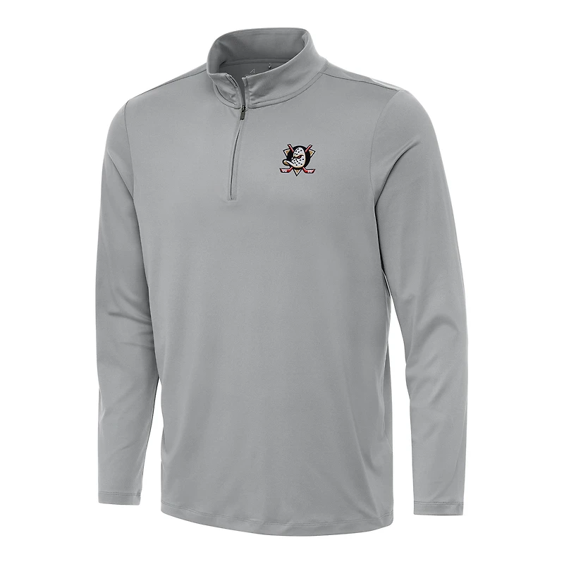 Men's Antigua Gray Anaheim Ducks Reprocess Quarter-Zip Top