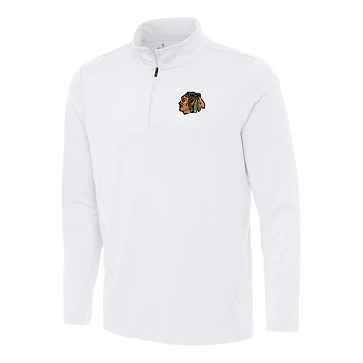 Men's Antigua White Chicago Blackhawks Reprocess Quarter-Zip Top
