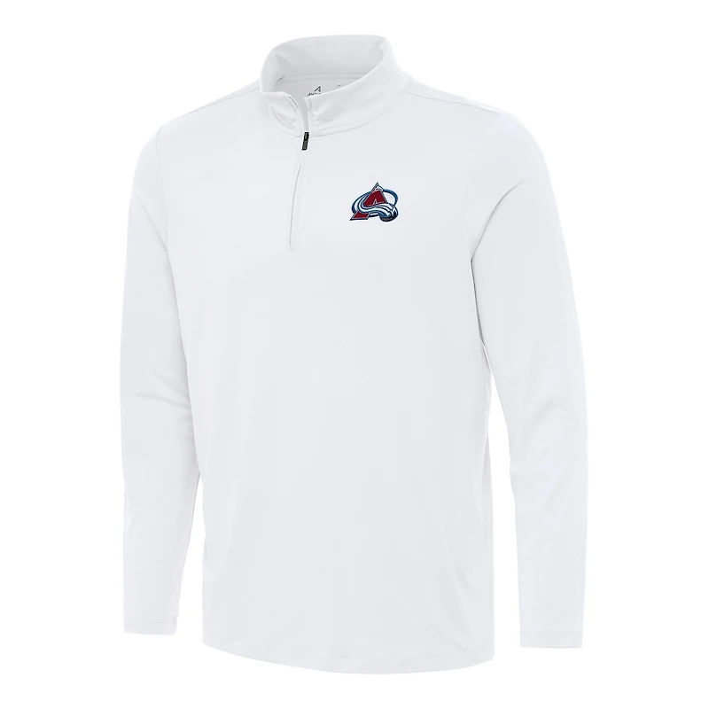 Men's Antigua White Colorado Avalanche Reprocess Quarter-Zip Top