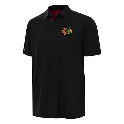 Men's Antigua Black Chicago Blackhawks Era Polo