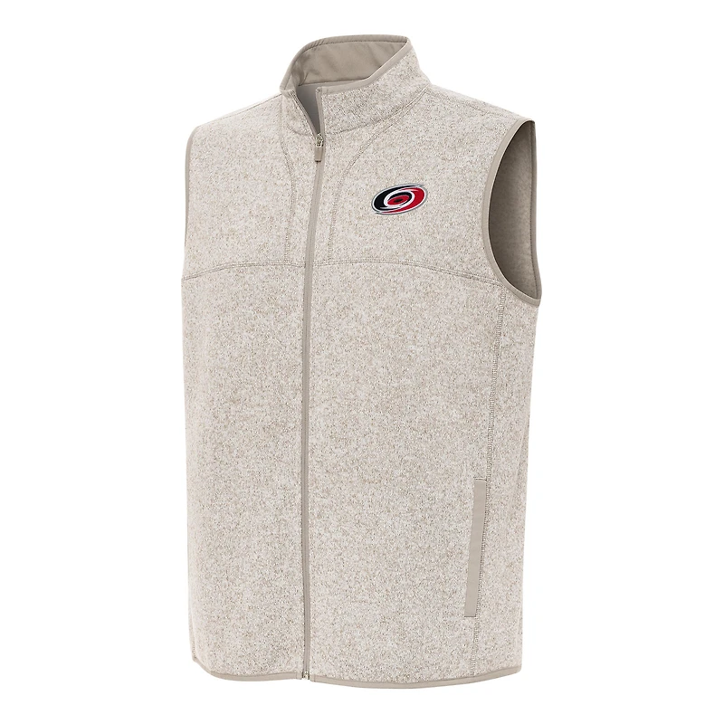 Men's Antigua Oatmeal Carolina Hurricanes Fortune Full-Zip Vest