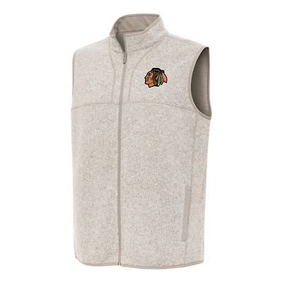 Men's Antigua Oatmeal Chicago Blackhawks Fortune Full-Zip Vest