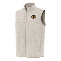 Men's Antigua Oatmeal Chicago Blackhawks Fortune Full-Zip Vest
