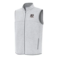 Men's Antigua Heather Gray Anaheim Ducks Fortune Full-Zip Vest