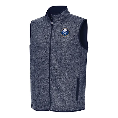 Men's Antigua Heather Navy Buffalo Sabres Fortune Full-Zip Vest