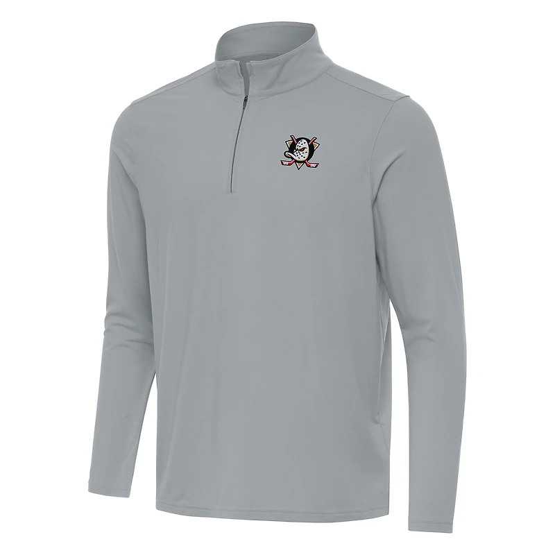 Men's Antigua Gray Anaheim Ducks Intent Quarter-Zip Top
