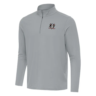 Men's Antigua Gray Anaheim Ducks Intent Quarter-Zip Top