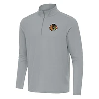 Men's Antigua Gray Chicago Blackhawks Intent Quarter-Zip Top