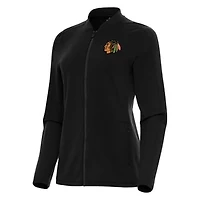 Women's Antigua Black Chicago Blackhawks Continual Full-Zip Jacket