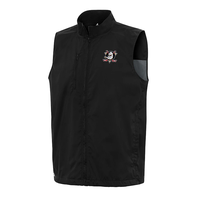 Men's Antigua  Black Anaheim Ducks Brisk Full-Zip Vest
