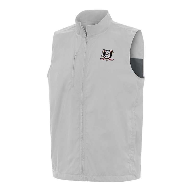 Men's Antigua  Heather Gray Anaheim Ducks Brisk Full-Zip Vest
