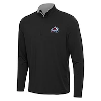 Men's Antigua Black/Gray Colorado Avalanche Content Quarter-Zip Pullover Top