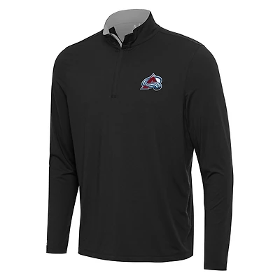 Men's Antigua Black/Gray Colorado Avalanche Content Quarter-Zip Pullover Top