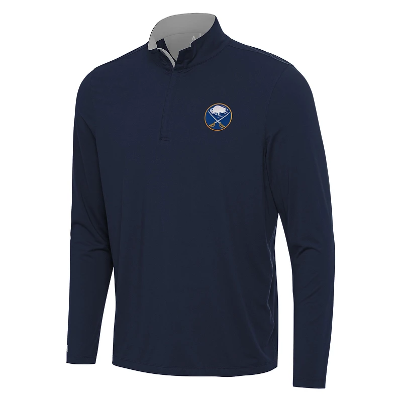 Men's Antigua Navy/Gray Buffalo Sabres Content Quarter-Zip Pullover Top