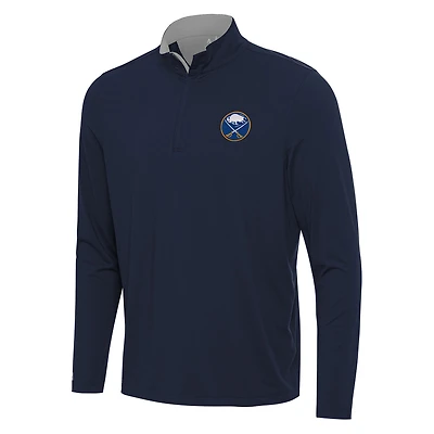 Men's Antigua Navy/Gray Buffalo Sabres Content Quarter-Zip Pullover Top