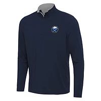 Men's Antigua Navy/Gray Buffalo Sabres Content Quarter-Zip Pullover Top