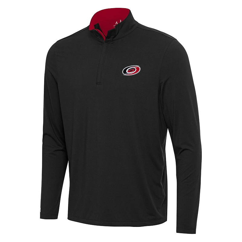 Men's Antigua Black/Red Carolina Hurricanes Content Quarter-Zip Pullover Top