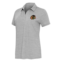 Women's  Antigua Heather Gray Chicago Blackhawks Layout V-Neck Polo
