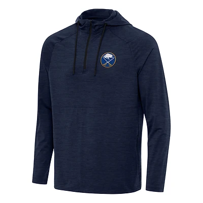 Men's Antigua Heather Navy Buffalo Sabres Spikes Quarter-Zip Hoodie