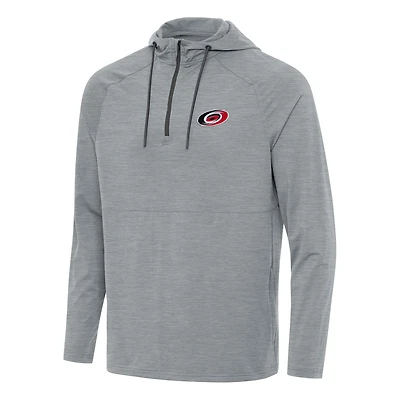 Men's Antigua Heather Gray Carolina Hurricanes Spikes Quarter-Zip Hoodie