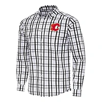 Men's Antigua  Black/Gray Calgary Flames Tending 2 Button-Down Long Sleeve Shirt