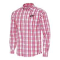 Men's Antigua  Red/Gray Carolina Hurricanes Tending 2 Button-Down Long Sleeve Shirt