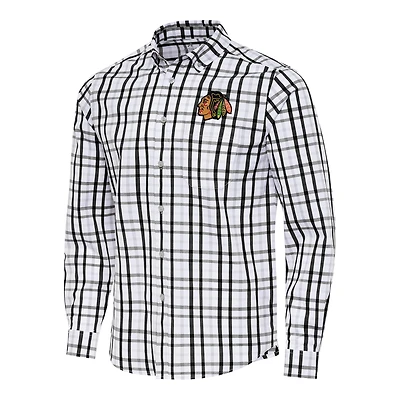 Men's Antigua  Black/Gray Chicago Blackhawks Tending 2 Button-Down Long Sleeve Shirt
