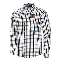 Men's Antigua  Black/Gray Chicago Blackhawks Tending 2 Button-Down Long Sleeve Shirt