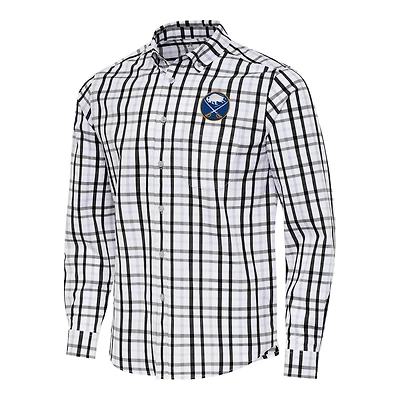 Men's Antigua  Black/Gray Buffalo Sabres Tending 2 Button-Down Long Sleeve Shirt