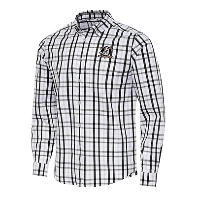 Men's Antigua  Black/Gray Anaheim Ducks Tending 2 Button-Down Long Sleeve Shirt