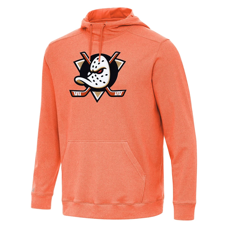 Men's Antigua Heather Orange Anaheim Ducks Cloud Pullover Hoodie