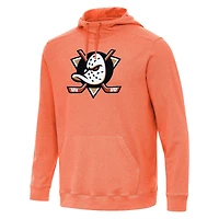 Men's Antigua Heather Orange Anaheim Ducks Cloud Pullover Hoodie