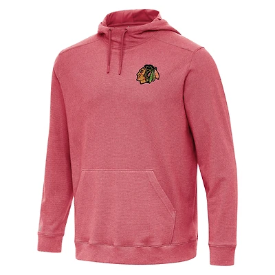 Men's Antigua Heather Red Chicago Blackhawks Cloud Pullover Hoodie