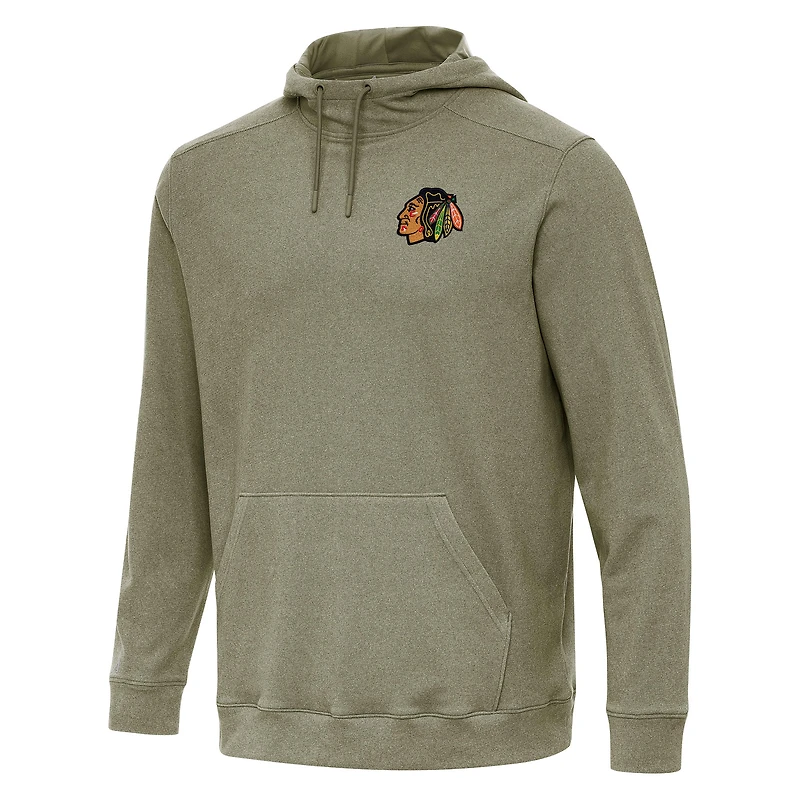 Men's Antigua Olive Chicago Blackhawks Cloud Pullover Hoodie