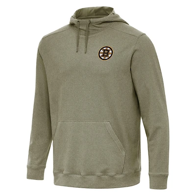 Men's Antigua Olive Boston Bruins Cloud Pullover Hoodie