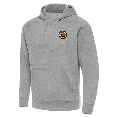 Men's Antigua Heather Gray Boston Bruins Big & Tall Victory Pullover Hoodie