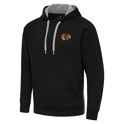 Men's Antigua Black Chicago Blackhawks Big & Tall Victory Pullover Hoodie